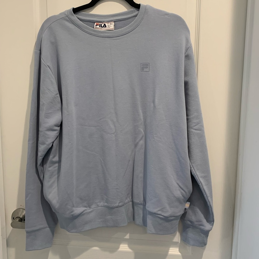 FILA Women’s Large Vintage Women Crewneck Baby Blue Sweatshirt Casual Pullover